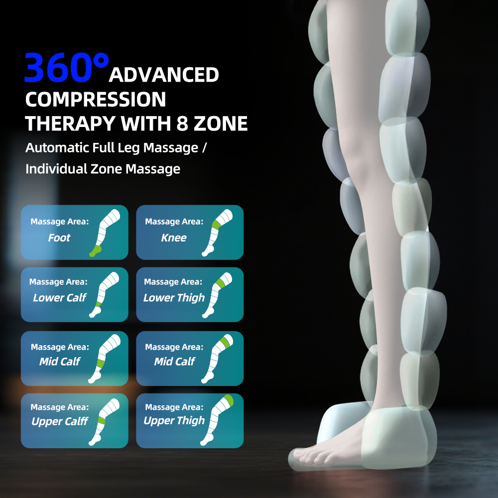 Konbest 9890K-B Air Compression Boots 360° Therapy With 8 Zones